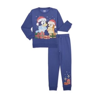 Bluey | Christmas Graphic Fleece Sweatshirt & Jogger Pant | EUC | 6-7
